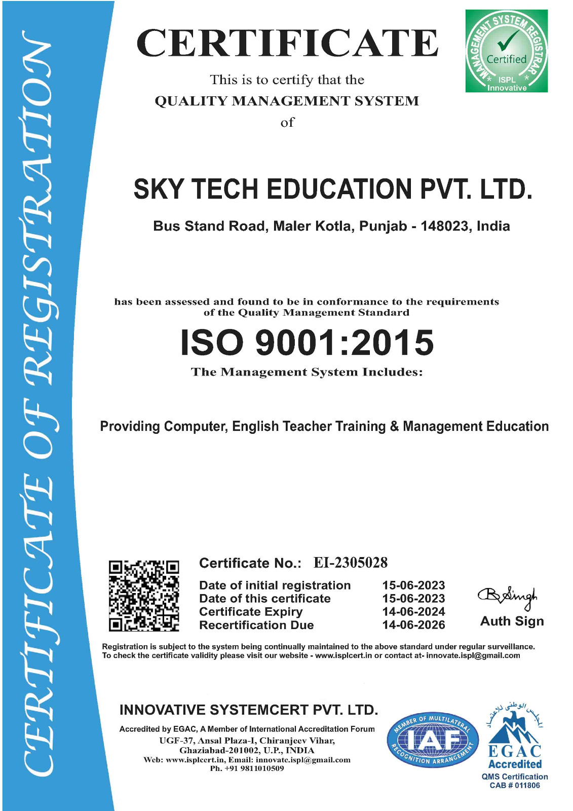 ISO Certificate